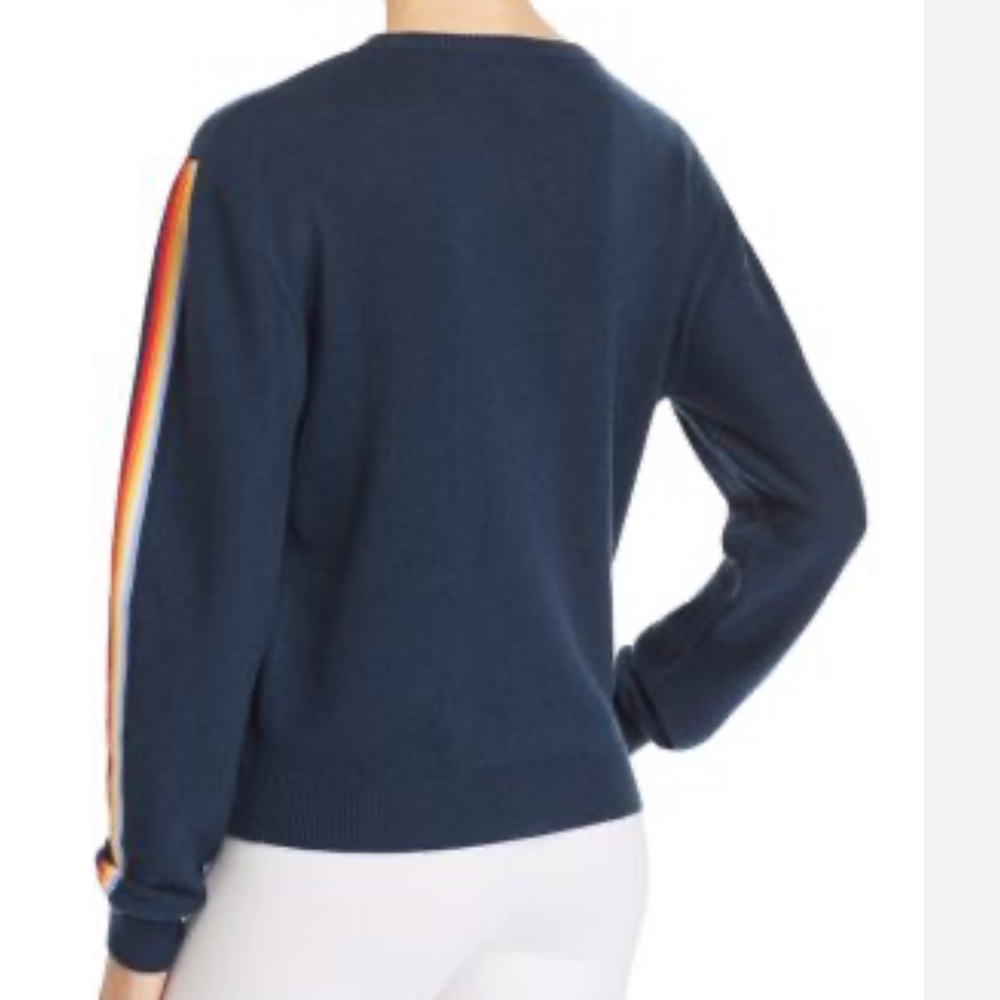 Michael Stars Navy Sweatshirt with Rainbow Stripe Sleeve size xs - Picture 3 of 6